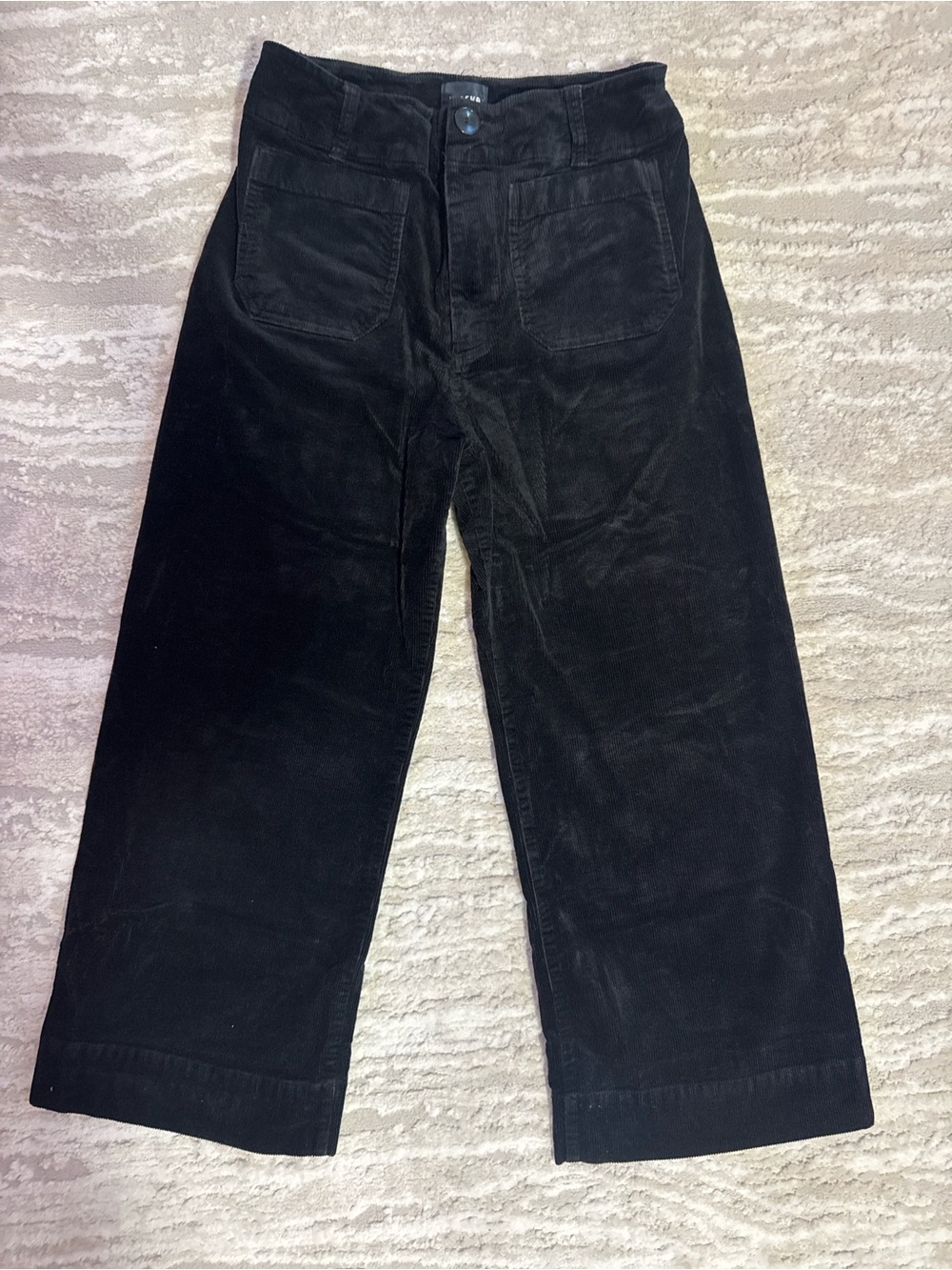 Anthropologie Black Corduroy Wide-Leg Trousers